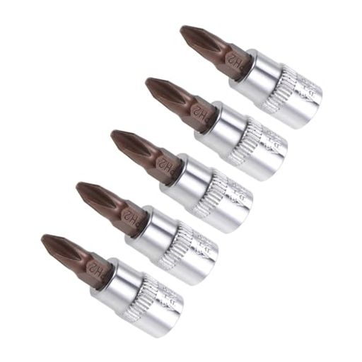 CoCudビットソケットメトリックPH2ビット1/4”ドライブ1.5”長S2合金鋼熱処理済みCR-Vソケット-(用途:ファスナーアプリケーション用)5個セット