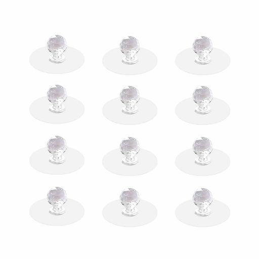 Rakuten - Coehaopike収納12個セットドアハンドル取っ手ドアノブ取手透明5*2.3cm円形浴室扉取っ手両面テープ式引き出し取手補助ハンドル耐久性釘は必要ありません引き戸開閉補助窓/網戸/引き出し/戸…