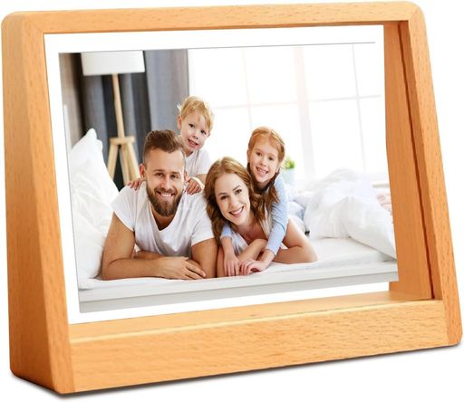 DIFEIUKIフォトフレーム写真立てL判木製フォトスタンド自立式台形フォトホルダー卓上デスクトップおし..