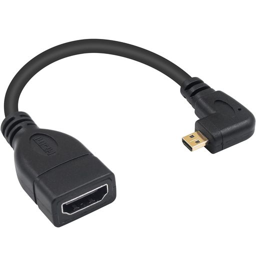 DuttekMicroHDMItoHDMI延長ケーブル短いマイクロHDMI-HDMIケーブル、90度L型MicroHDMI(オス)-HDMI(メス)アダプターMiniHdmiHdmi変換ケーブルテレビTVデジカメビデオ