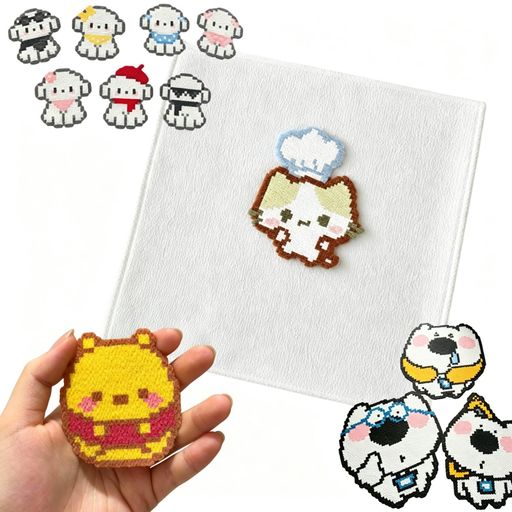 Rich Peach アイロンビーズ 仕上げシート 【もこもこタオル・中目メッシュ 両面使い】 ぬいぐるみ風 & 布目テクスチャ仕上げ リバーシブル 30x30cm 3枚セット 3層構造 厚手 耐熱 耐久性 104針 52…