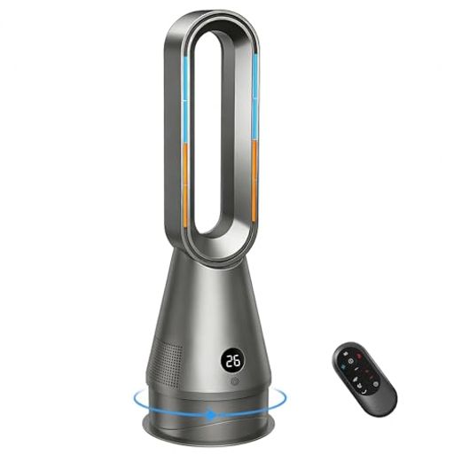 タワーファン【2026革新冷暖兼用・1台6役・羽根なし扇風機・上下左右角度調節】タワー扇風機 10段階冷風&3段階温風 DCモーター 空気清浄機 強風・お休みモード タイマー メモリー 転倒OFF L…