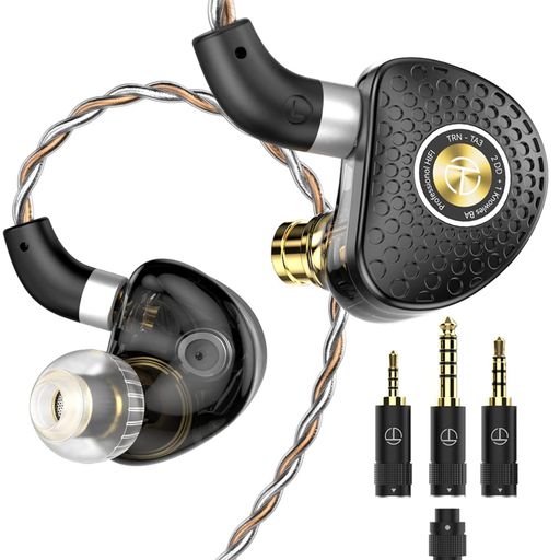 TRN-TA3イヤモニハイレゾイヤホンKnowlesBA+2DDベリリウムコーティン振動板モニターイヤホン2.5/3.5/4.4mm交換式プラグQDC脱着式ケーブルイヤーモニター高遮音性IEMカナル型イヤフォン有線