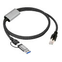Cablecc1000MbpsコンボUSBタイプAおよびタイプCUSB-CからイーサネットケーブルRJ45オスコード直接接続ギガビットLANネットワーク