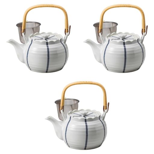 3個セットラインU付6号土瓶[14x11.5cm850cc]|有田焼土瓶有田焼セトモノホンポ(Setomonohonpo)