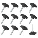 MMETERXITY12個入りのサムねじM6X35MMのTウィングノブ木工/機械/装置用のプラスチックTハンドルクランピングノブ締め付け用スレッドサムねじ黒