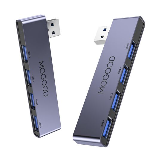 MOGOODUSBハブ3.0USBスプリッタUSBオス変換4USBメス左側+右側(2個入)1*USB3.0+3*USB2.0Hubノートパソコン用USBハブノートマルチポートアダプタ