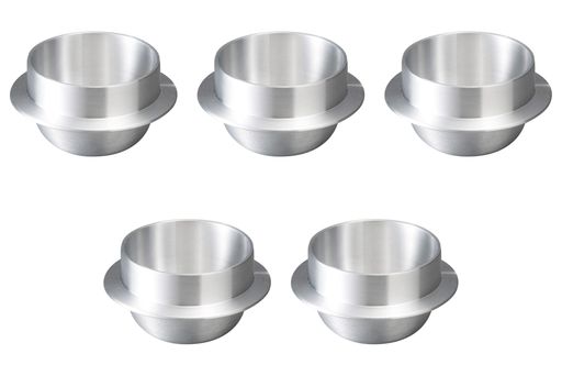 5個セット0.7合アルミ釜白仕上[15.1(11.8)x6.7(6)cm]|アルミ釜アルミセトモノホンポ(Setomonohonpo)