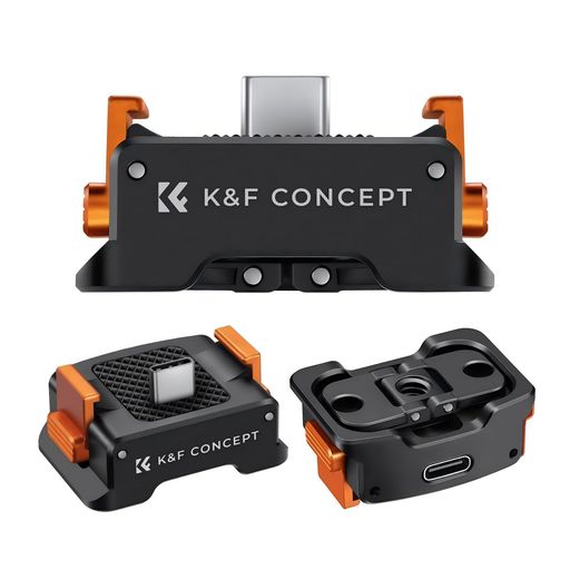 K&FCONCEPTOsmoPocket3用アダプターマウント充電ベース【充電しながら撮影可能】オズモポケット3用マウントType-Cポート1/4ネジ穴アクションカメラ用アクセサリークイックリリースJ型プレート付