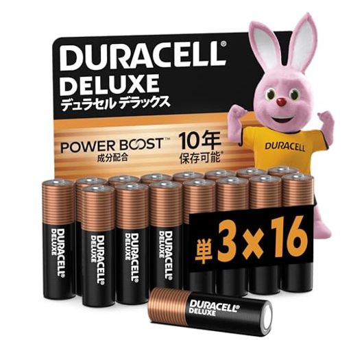 デラックス 単3形アルカリ乾電池 16本入り 保存期間10年 PC用マウス/キーボード オフィス用品向け アメリカパワー Duracell