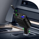 ChrisPow車シガーソケット充電器4台同時充電電圧測定Type-c巻き取り式ケーブル2本車載充電器カーチャージャーiphone16シガーソケット45W急速充電/4ポート/12V・24V車対応車usbソケットタイプC充…