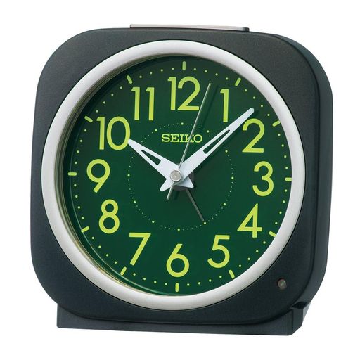 Narumi - セイコークロック(SeikoClock)目覚まし時計自動点灯アナログ集光樹脂文字板夜でも見える黒メタリック115x115x79mmKR519K