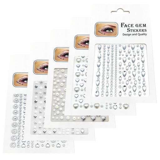 5枚セットラインストーンステッカーラインストーンフェイスシールジュエルステッカーパール涙メイクフェイスストーンシール顔面デコデコパーツネイルアートパーツ携帯電話装飾DIY用…