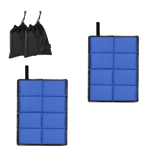 2件折り畳み座布団簡易布団折り畳みクッションミニクッションキャンプマット厚手折り畳みラビナ付き持ち運び坐垫座布団マットコンパクト(青)