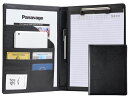 PANAVAGEバインダーA4クリップボードPUクリップファイル二つ折り多機能ペンホルダーポケット付き名刺入れメモ帳付きブラック