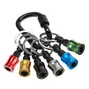 SAIPOR6色セットソケットホルダードライバービットホルダーアルミ合金製ソケットアダプター軽量ドリルアダプター引き上げ式キーホルダー型ビットホルダー先端工具携帯用収納カラフル