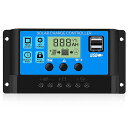RUIZHI10Aソーラー充電コントローラー使いやすいミニLCDディスプレイデュアルUSBポート自動充電および放電電流保護ソーラーパネルRV携帯電話タブレットコンピューターカメラなどに適した…