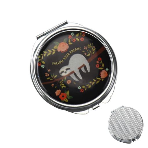 WIICOYKピルケース丸型φ60mm薬ケース携帯用おしゃれ1日3回薬入れ小型錠剤サプリメントガムケース可愛い薄型鏡付きステンレス製小物入れ収納コンパクトDIY可能(動物)