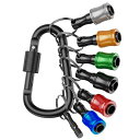 キョドド屋ビットホルダー6+1ソケットホルダー引き下がり式キーアダプター1本付き純色アルミニウム合金キーホルダー型携帯用収納抜き差し先端工具ドライバービットホルダー