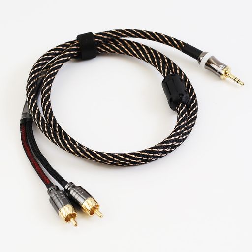 純銅3.5回転双蓮華スピーカー1分2分2信号オーディオライン3.5mm回転RCA1.0m【W274】アダプターオーディ..