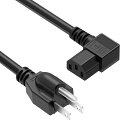 POWSEED定格7A-125V2M電源コード延長ケーブル3ピンL型ソッケト(メス)左右二重線矢印3ピンプラグ(オス)パワーコードAC電源変換ケーブル電源延長コード延長ケーブルデイスプレイプリンターTVな…