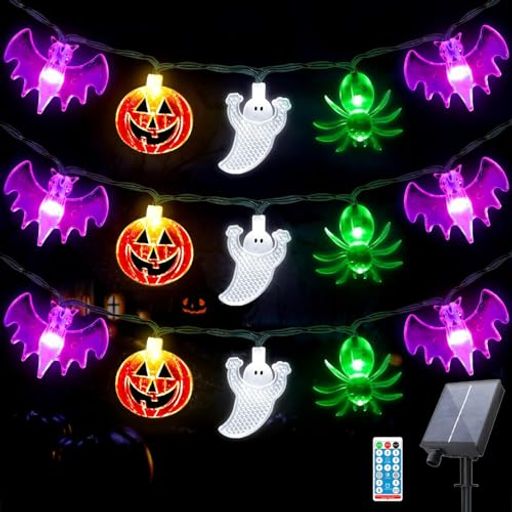 【広く飾れるハロウィンライト】LEDアクセサリのライト30球の間隔が広く、全長約6.5メートル(うちリード長2メートル)、各種LEDアクセサリは大きいですので存在感があります。カボチャ、お化け、コウモリ、クモが間隔を空けて配置されたハロウィンLEDライトが見事にハロウィン気分を盛り上げてくれます。多色要素が面白さを増している。 【ソーラー充電式】地面に差し込むだけで設置完了。玄関先やガーデンや歩道など、夜の屋外を美しい光でおしゃれにデコレーションできる「ソーラーイルミネーションライト」は、日中にソーラーパネルで集めた太陽光を電力に変えて夜間の点灯に使用します。電気代不要で環境にも家計にも優しい家庭用のソーラーイルミネーションは、配線が不要で設置場所に困らず、アレンジを自由自在に楽しむことができます。直射日光があたる屋外などに充電用ソーラーパネルを設置すれば、夜にはきれいなイルミネーションに!ソーラーパネルとランプは分離することができ、ソーラーパネルを単独で取り外して太陽光の下に置いて充電することができ、光の照射が十分でない場所の装飾需要を満たすことができる。