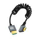 CYケーブルミニHDMI2.1オス-HDMIオス8K60HZストレッチコイルケーブル直角90度HDTVコンピューターラップトップモニター用