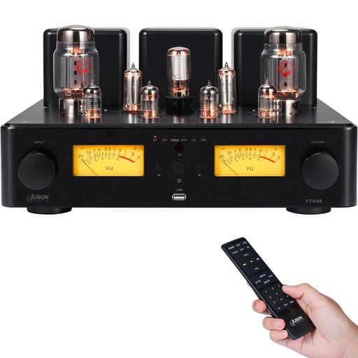 KT88チューブアンプ:高品質のKT88パワーアンプチューブを使用し、MOSFETチューブアンプの電源出力は最大180Wで、ダイナミックでフルボディのサウンド出力を提供し、オーディオ体験に命を吹き込みます。 本物のHiFiチューブアンプ:チューブアンプは本物のHiFiサウンドを提供し、ご自宅で臨場感あふれる聴覚体験を提供します。 アップグレードされたプリアンプチューブでサウンドをカスタマイズ。6H2N/6N1/6N2/ECC85プリアンプチューブはECC83/12AX7と交換できます。 2つのモード、1つのアンプ:MOSFETとシングルエンドチューブアンプは同じデバイスに存在します。Mosfetチューブモードは、スムーズで安定性が高く、歪みのないサウンド出力を保証します。シングルエンドモードは温かみのあるビンテージサウンド特性を取り入れています。 【多彩な入力&amp;出力】このHiFiアンプは、同軸、OPT、CD、DVD、BT 5.0を含む複数の入力をサポートします。 サブウーファー出力を備えており、さまざまなオーディオ設定に対応する汎用性と適応性を向上させます。 リモコンは遠くからコントロールできます。