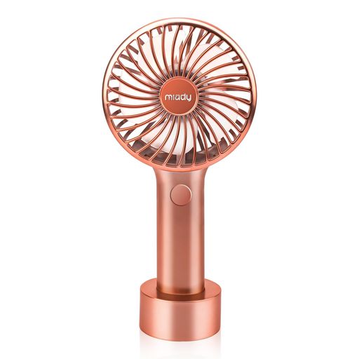 Miadyハンディファン携帯扇風機3段階風力調節TYPE-C充電式持ち運び便利20時間動作5枚羽根小型軽量強力コンパクトスタンド機能付き手持..