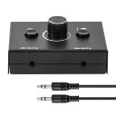 3.5MMオーディオスイッチャー、2入力1出力/1入力2出力オーディオスプリッタースイッチャー、オーディオスイッチャーボックス、ワンキーミュートボタン、外部電源不要
