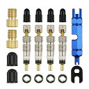 スーパーバルブ【18点セット】フレンチバルブ交換キットバルブコアツール修理ツール合金バルブコアチューブレス交換コア取り外しツールパンク漏れ防止自転車タイヤ適用用