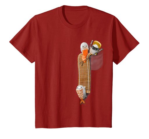 エビを助けるたまごとサーモンの寿司Tシャツ