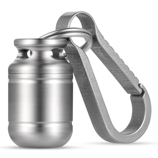 TIMULTIチタン(Ti)薬ケース防水ピルケース小型携帯型カプセルサプリ収納小物入れコンパクトニトロケースアウトドアキーホルダーペンダントメモリアルケース(缶)