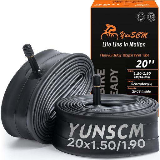 YunSCM 2本,20 1.50 1.75 チューブ 肉厚,米式バルブ32mm,自転車チューブ 20x1.5/1....