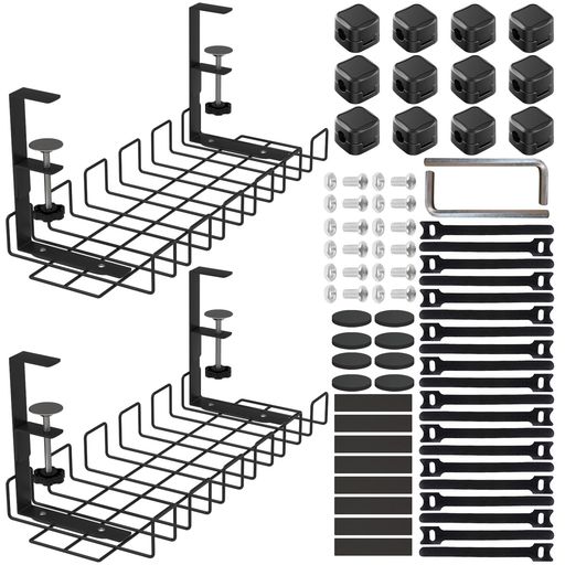 【ケーブルトレーの仕様】サイズ:長さは40cm、幅は16cm、高い16cm;セット内容:ケーブルトレーx2、ケーブルホルダーx12、ケーブルバンドx20、ドライバーx1、ラウンドの緩衝綿x8、矩形の緩衝綿x8(調整可能なクランプは0.7~5cmの厚さのテーブルにフィットします)。 【スチール製で頑丈】ケーブルトレーデスク下は高品質の炭素鋼で作られており、表面は高温スプレー塗装で処理されており、防水性と防湿性があり、錆びにくいです。合板とスチールバーが厚くなっているため、歪みや変形が起こりにくく、丈夫で耐久性があります。ケーブル収納優れた耐荷重性を持って、それは11キログラムまで耐えることができ、過度の重量による変形を心配する必要はありません。 【中空デザイン】ケーブルオーガナイザーは中空グリッド設計を採用しているため、電線やケーブルが曲がることなく簡単に通過できます。同時に、正方形のグリッドはほこりの蓄積を効果的に減らし、ルーターやソケットなどの電子機器の適切な放熱を確保します。