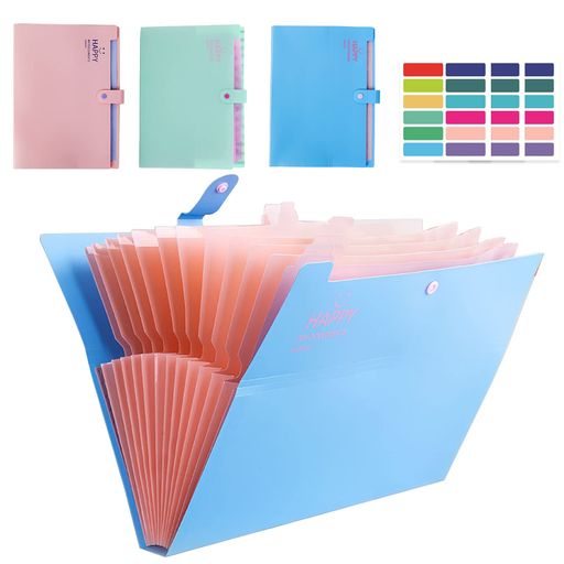 【ドキュメントファイル仕様】●素材:PP●サイズ:32.5*23.5*2.7cm●対応サイズ:A4●ポケット数:12ポケット●カラー:ブルー、ピンク、グリーン●パッケージ内容:ファイルケース-ブルー*1、ファイルケース-ピンク*1、ファイルケース-グリーン*1、カラーラベル*3 【大容量で収納力抜群】大容量拡張フォルダは独立のポケットがある。各内層は独立管理。12ポケットでさまざまな書類を細かく分類して整理できます。自由に伸縮可能で、書類の量に応じて幅が調節できます。 【A4サイズ】実用性が高いA4サイズのファイルボックスです。重要書類や雑誌、小物分類/整理に便利です。オフィスや学校、自宅などに適用です。 【高品質素材】これらの拡張可能なファイルフォルダーは、高品質の非毒性PP素材で作られており、防水性、耐引裂性、防湿性、壊れにくい、変形しにくい、軽量でポータブルです。手風琴式ファイルケース、おしゃれです。 【書類・小物の保護・整理】スナップボタンが付いているので、中に入れた書類や小物をしっかりと収納できて持ち運びにも落下の心配もなく安心して使用できます。