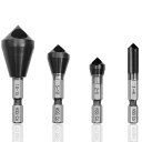 GOOMAND面取りカッター面取りビット穴開き型六角軸コバルトハイス鋼M35HSS-COバリ取り穴開タイプ面取りドリルステンレス薄板アルミ木材面取り4本セット