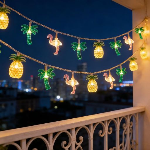 「商品仕様」素材:pvc+led+銅、サイズ:長さ約6m(40個電球)、スタイル:パイン、ヤシの木、フラミンゴ、電池3本をご使用ください。電池は含めていません。 「夏らしいデザイン」パインとヤシの木、フラミンゴが散りばめられたLEDライトは、見るだけでリゾート気分を感じさせるデザインです。このユニークなモチーフは、お部屋や庭を一瞬で夏のビーチのような明るい空間に変える演出が期待できます。日常空間にちょっとした非日常感を取り入れたい方や、季節感のある装飾を好む方にとって、視覚的な楽しみを提供します。 「自由に形作り」柔軟な銅線を使用しているため、木の枝に巻き付けたり、壁に文字形に飾ったりと自由な造形が可能です。6mの長さはバルコニーの手すりや庭木を覆うのに充分な長さを提供し、広い範囲をムードたっぷりに照らすことができます。この自由度の高さは、お手持ちのインテリアや屋外スペースに合わせて、オリジナルのイルミネーションを作りたい方に適しています。 「2種類モード」スイッチ一つで「常灯」と「点滅」を切り替えられ、静かな夜を彩る落ち着いた光と、パーティーを盛り上げるキラキラした光を使い分けられます。