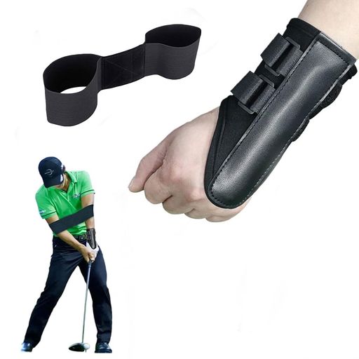 Rakuten - LQHZCプロ選手監修ダウンブローマスターゴルフ練習器具手首矯正ゴルフグッズ右利き左利き兼用ハンドファーストスイング改善PU皮革付属リストバンド(A)