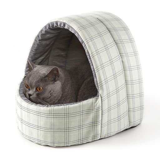 Peto-Raifu 猫 ベッド ドームハウス マット ペットベッド 接触冷感 夏用 小型犬 洗える 猫ハウス 犬ハウス 室内 ひんやり クール おしゃれ ドーム型 ペットハウス 暑さ対策 34x33x35cm チエック…