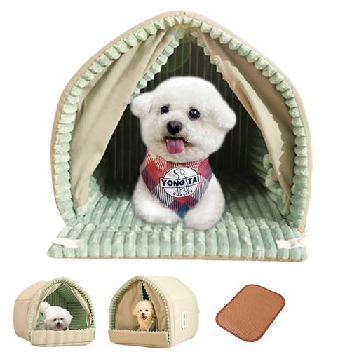 Yongtai 犬ベッド ドーム型 ペットハウス グレー S:39*36*36