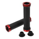 BULLSPANN1ペア自転車ハンドルグリップ滑り止め衝撃吸収自転車グリップロックオンハンドルグリップEバイクトレッキングバイクマウンテンバイク用ブラックレッド