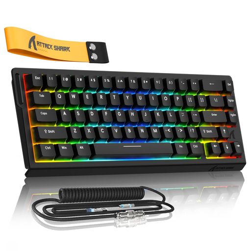 ATTACKSHARKxMAMBASNAKEX68HEゲーミングキーボード、ラピッドトリガー対応、磁気スイッチ、8000Hzポー..