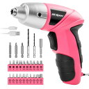 HI-SPEC3.6V電動ドライバーセット27点USB充電式コードレス軽量モデルピンク女性向けDIY・家庭用工具