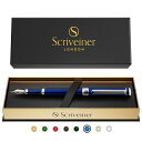 SCRIVEINER最高級プレミアム万年筆(青)魅力的な美しさクローム製金具付きSCHMIDTペン先(細)男性にも女性にも最適プロフェッショナル重役職場上品な万年筆ギフトセットミディアムペン先ブル…