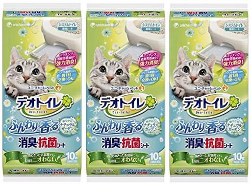 デオトイレ 1週間消臭・抗菌 ふんわり香るシート ナチュラルガーデン 10枚入x3個 (まとめ買い)