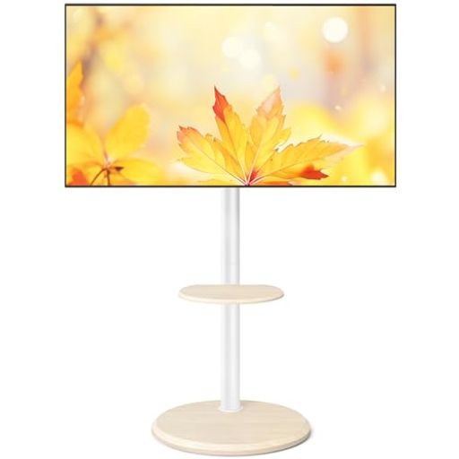 Corner Board - Rfiverテレビスタンド隠しキャスター付きtvスタンド32-65インチ対応耐荷重40KG壁寄せテレビスタンド白テレビ台移動式vesa400*400mm丸形ベース高さや角度調節可能家用業務用展示用
