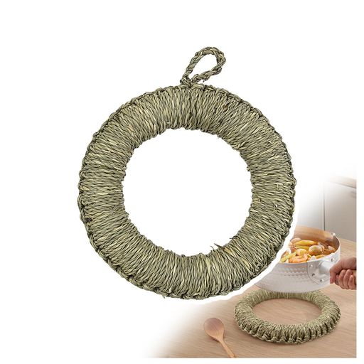 [LANGYU]鍋敷き釜敷きおしゃれ藁の鍋敷き耐熱自然素材草編滑り止め収納便利手作りフック付き鍋土鍋鉄器..