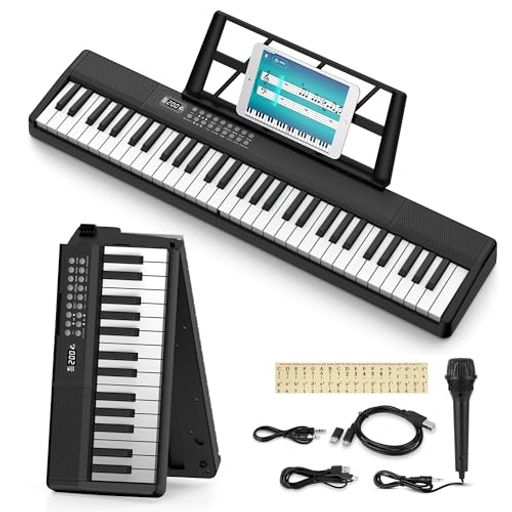 電子ピアノ 折りたたみ 電子キーボード 61鍵盤 MIDI機能 80デモ曲 135音色 200リズム内蔵 譜面台付き 日本語で表記 日本語説明書付き