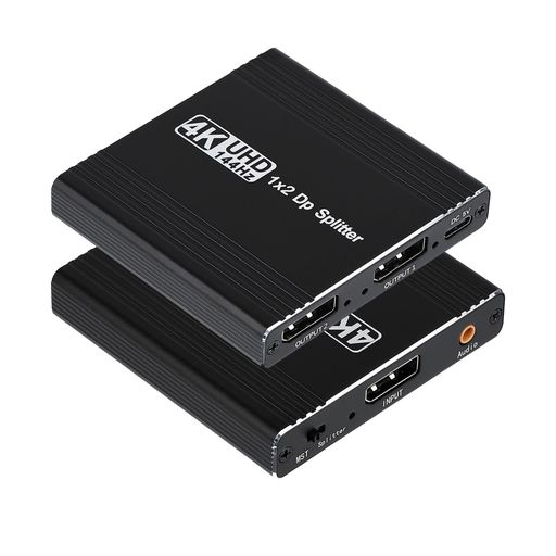 DisplayPorttoデュアルDisplayPort分配器1入力2出力DPスプリッターMSTハブ4K@120Hz60Hzサポート拡張モード対応ミラーモードDP1.4ハブデュアルモニター